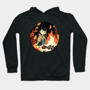 Girl Camping in the Woods, Campfire Hoodie