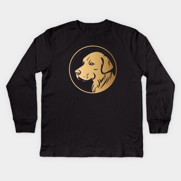 Golden Retriever Dog, Minimal, Dog Lover Kids Long Sleeve T-Shirt by logiamerch