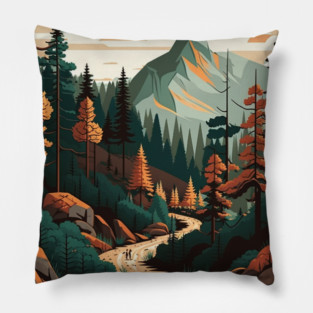 Haking Trail, Forest Minimal Design, Adventure Pillow