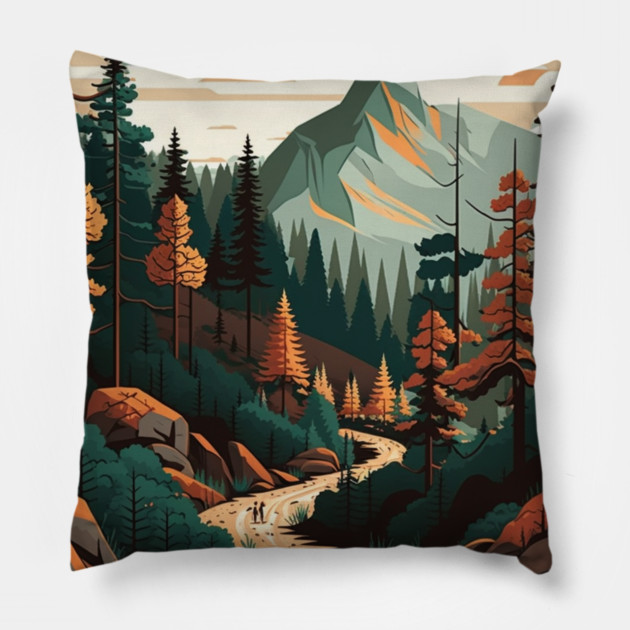 Haking Trail, Forest Minimal Design, Adventure Pillow by logiamerch