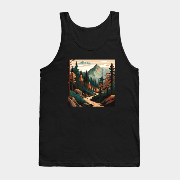 Haking Trail, Forest Minimal Design, Adventure Tank Top by logiamerch