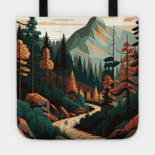 Haking Trail, Forest Minimal Design, Adventure Tote