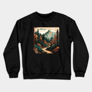 Haking Trail, Forest Minimal Design, Adventure Crewneck Sweatshirt