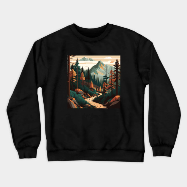 Haking Trail, Forest Minimal Design, Adventure Crewneck Sweatshirt by logiamerch