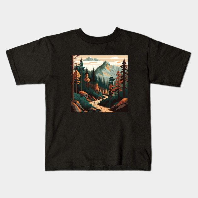 Haking Trail, Forest Minimal Design, Adventure Kids T-Shirt by logiamerch