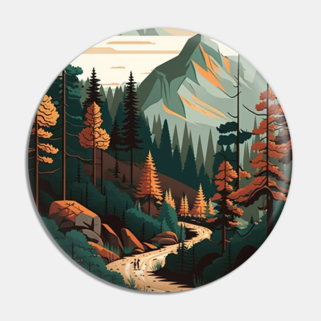 Haking Trail, Forest Minimal Design, Adventure Pin by logiamerch