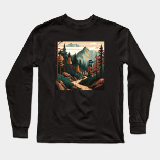 Haking Trail, Forest Minimal Design, Adventure Long Sleeve T-Shirt