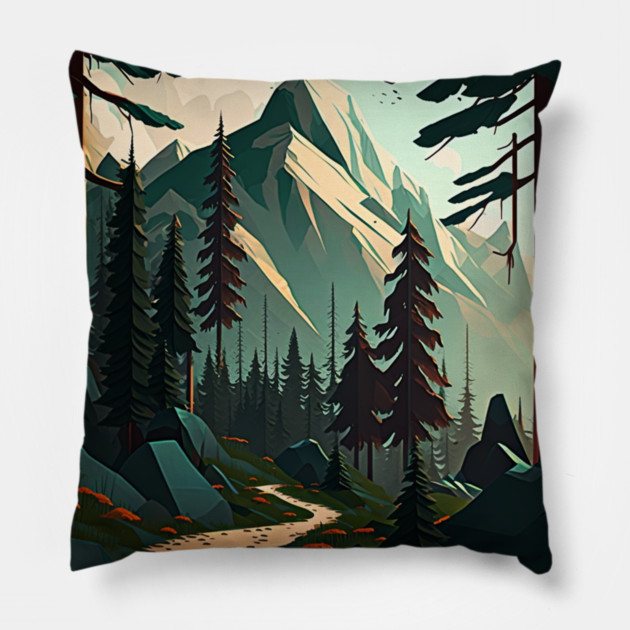 Forest Minimal Design, Adventure and Hiking Pillow by logiamerch