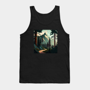 Forest Minimal Design, Adventure and Hiking Tank Top