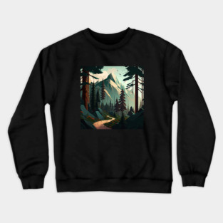 Forest Minimal Design, Adventure and Hiking Crewneck Sweatshirt