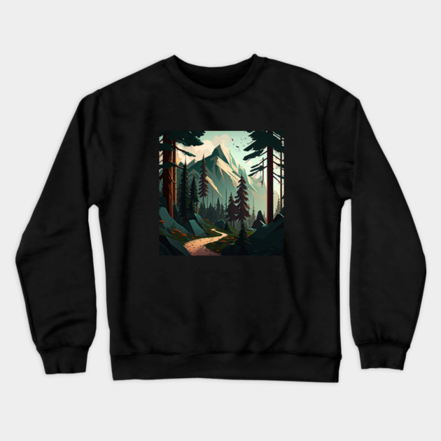 Forest Minimal Design, Adventure and Hiking Crewneck Sweatshirt by logiamerch