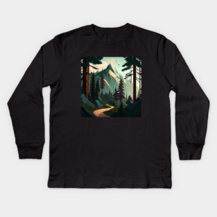 Forest Minimal Design, Adventure and Hiking Kids Long Sleeve T-Shirt