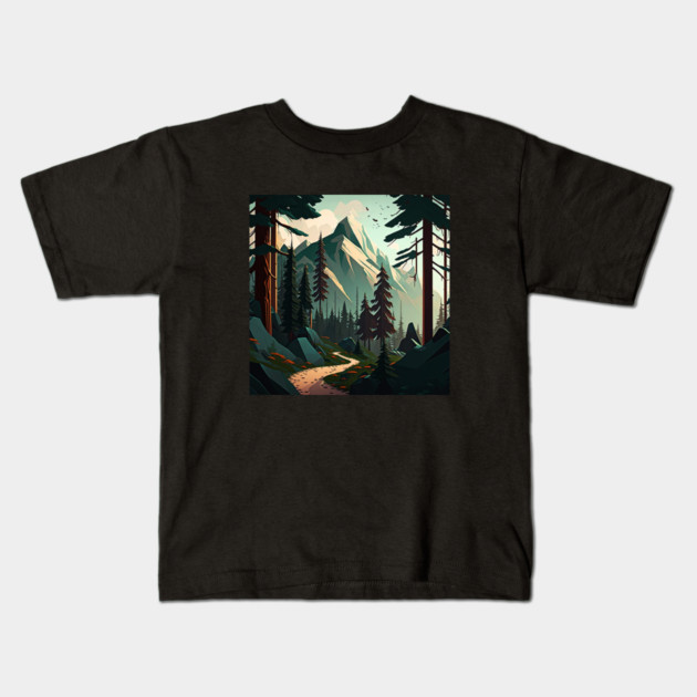 Forest Minimal Design, Adventure and Hiking Kids T-Shirt by logiamerch