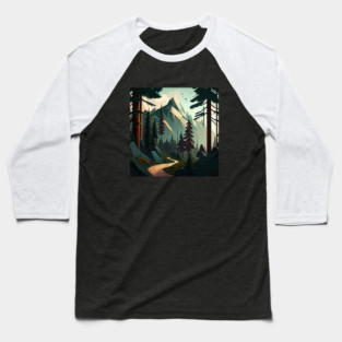 Forest Minimal Design, Adventure and Hiking Baseball T-Shirt