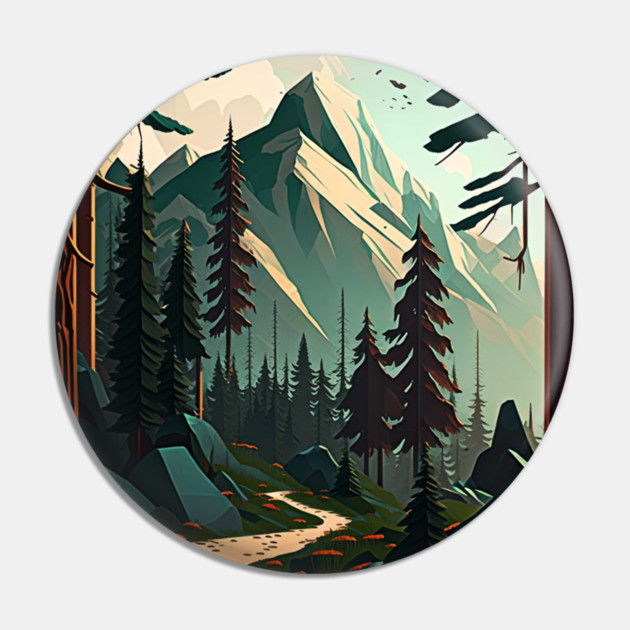 Forest Minimal Design, Adventure and Hiking Pin by logiamerch