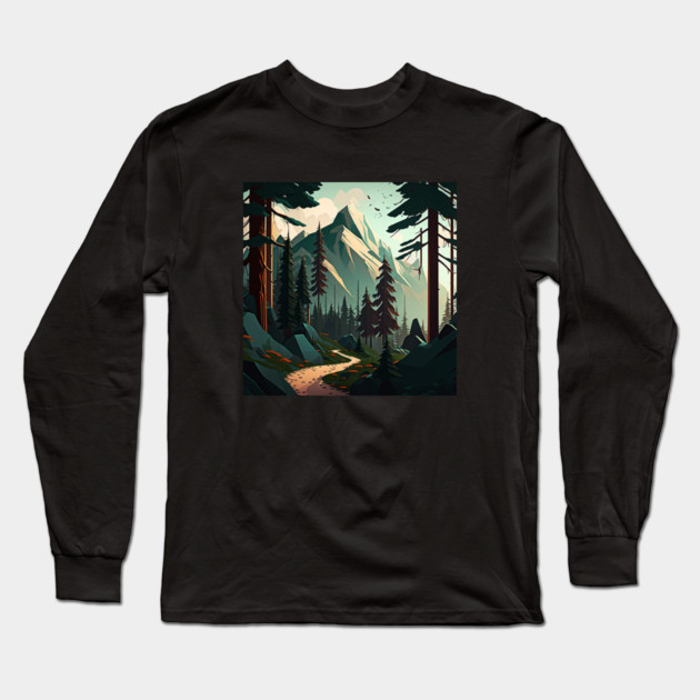 Forest Minimal Design, Adventure and Hiking Long Sleeve T-Shirt by logiamerch