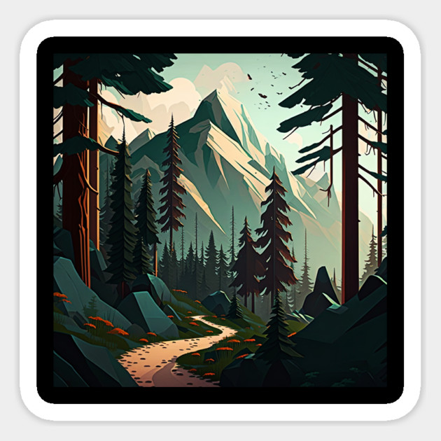 Forest Minimal Design, Adventure and Hiking Sticker by logiamerch