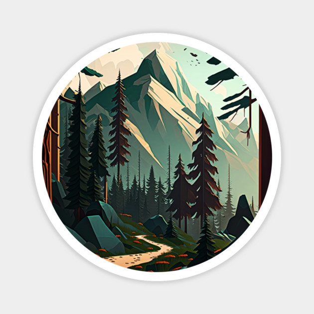 Forest Minimal Design, Adventure and Hiking Magnet by logiamerch