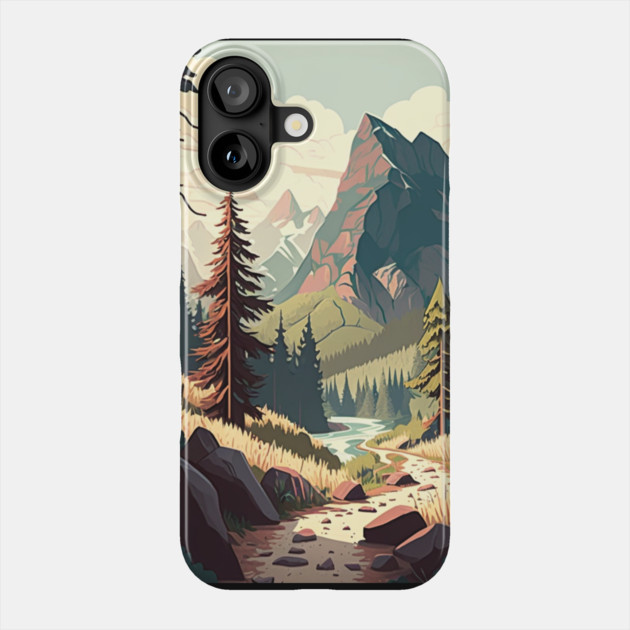 Hiking in Forest Minimal Design, Adventure Mountain Phone Case by logiamerch