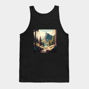 Hiking in Forest Minimal Design, Adventure Mountain Tank Top