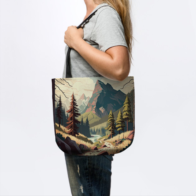 Hiking in Forest Minimal Design, Adventure Mountain by logiamerch