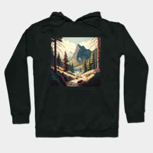 Hiking in Forest Minimal Design, Adventure Mountain Hoodie