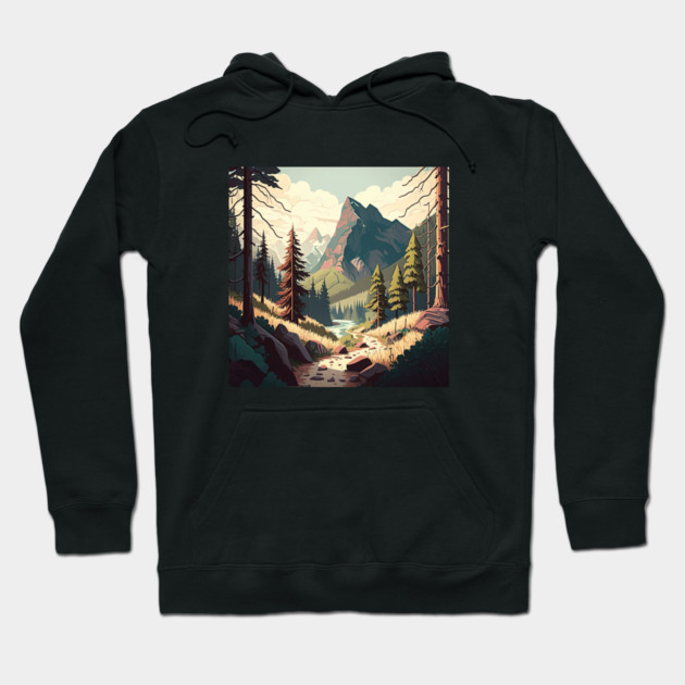 Hiking in Forest Minimal Design, Adventure Mountain Hoodie by logiamerch