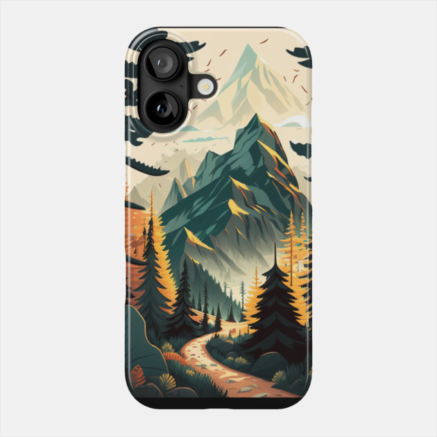 Hiking in Forest Minimal Design, Adventure Mountain Phone Case by logiamerch
