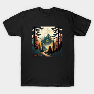 Hiking in Forest Minimal Design, Adventure Mountain T-Shirt