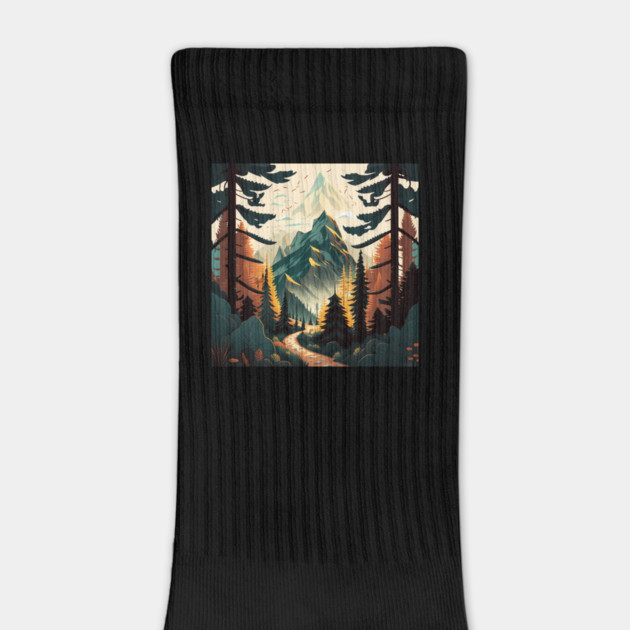 Hiking in Forest Minimal Design, Adventure Mountain by logiamerch