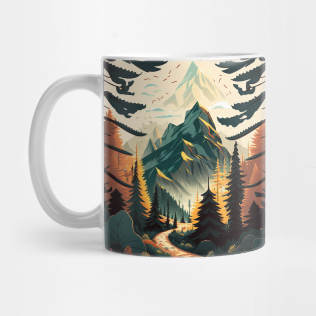 Hiking in Forest Minimal Design, Adventure Mountain by logiamerch