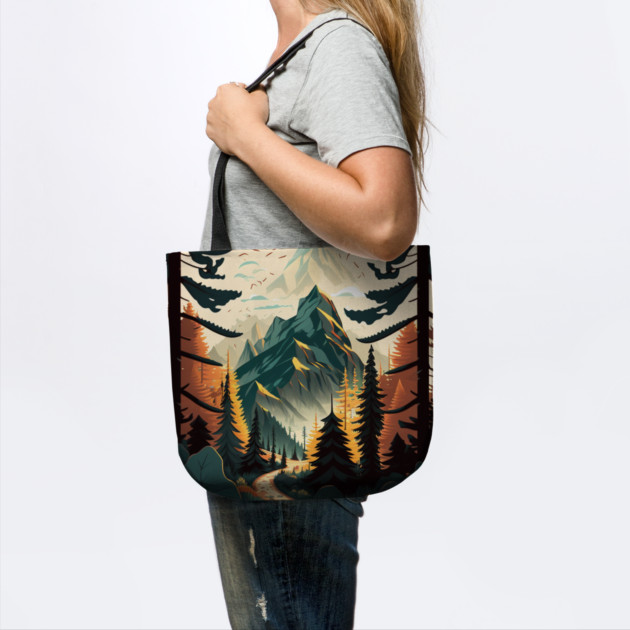 Hiking in Forest Minimal Design, Adventure Mountain by logiamerch