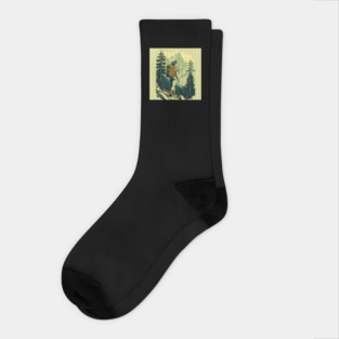 Woman Hiking in Forest Design, Adventure Mountain Socks