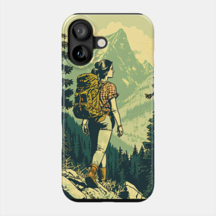 Woman Hiking in Forest Design, Adventure Mountain Phone Case