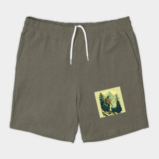 Woman Hiking in Forest Design, Adventure Mountain Shorts