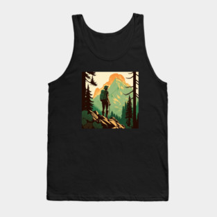 Woman Hiking in Forest Design, Adventure Mountain Tank Top