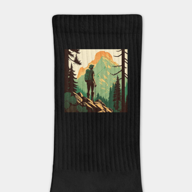 Woman Hiking in Forest Design, Adventure Mountain by logiamerch