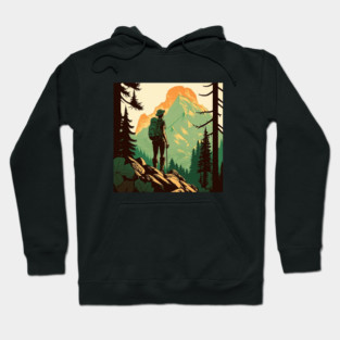 Woman Hiking in Forest Design, Adventure Mountain Hoodie