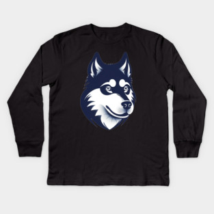 Husky Minimal Style, Love Huskies, Dog Lover Kids Long Sleeve T-Shirt