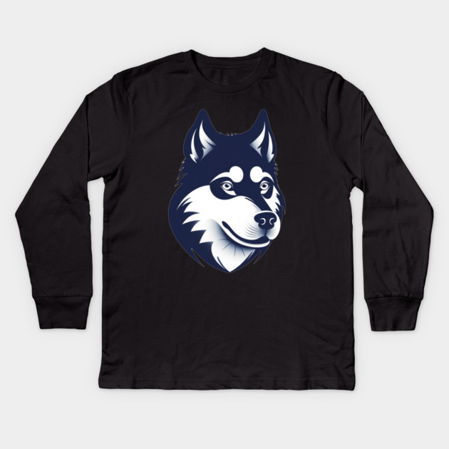 Husky Minimal Style, Love Huskies, Dog Lover Kids Long Sleeve T-Shirt by logiamerch