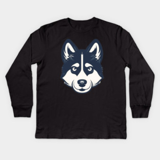 Husky Minimal Style, Love Huskies, Dog Lover Kids Long Sleeve T-Shirt