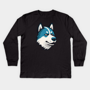 Husky Minimal Style, Love Huskies, Dog Lover Kids Long Sleeve T-Shirt