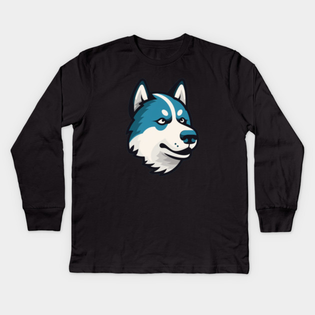 Husky Minimal Style, Love Huskies, Dog Lover Kids Long Sleeve T-Shirt by logiamerch