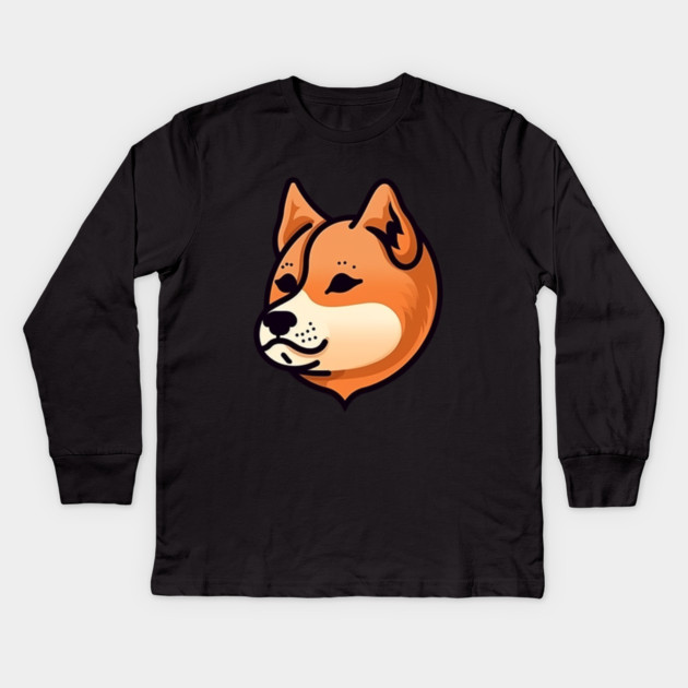 Cute Minimal Shiba Inu dog, Shiba Lover Kids Long Sleeve T-Shirt by logiamerch