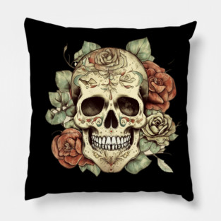Sugar skull Floral Pillow