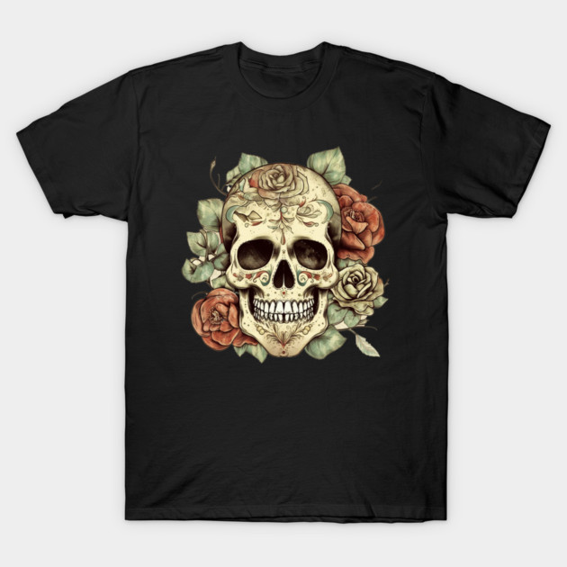 Sugar skull Floral T-Shirt by logiamerch