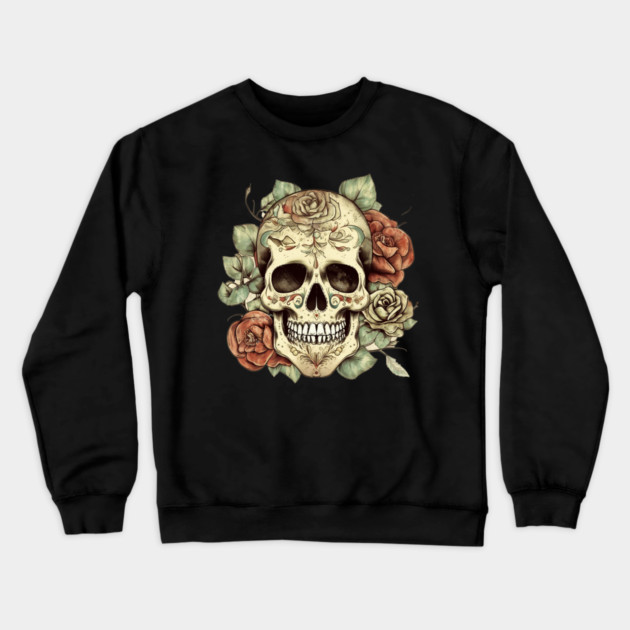 Sugar skull Floral Crewneck Sweatshirt by logiamerch