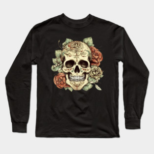 Sugar skull Floral Long Sleeve T-Shirt