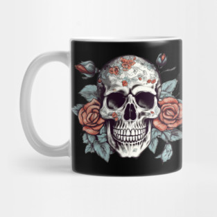 Skull floral Rose Vintage Day of the Dead Mug