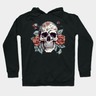 Skull floral Rose Vintage Day of the Dead Hoodie